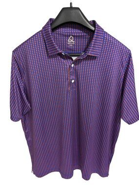Deolax Polo Shirt Mens XXL Purple Red Checkered Print Performance Golf